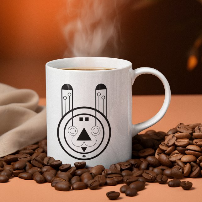 Caneca De Café Em Dois Tons Usagi Coelho Geométrico Zodíaco (Sip your sign - the Usagi Rabbit mug brings bold zodiac energy to your daily brew.)