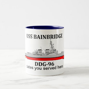 Caneca De Café Em Dois Tons USS Bainbridge, DDG-96, datas personalizáveis serv