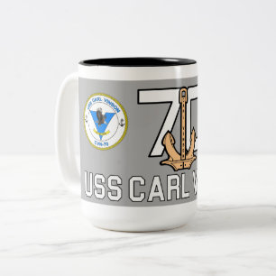 CANECA DE CAFÉ EM DOIS TONS USS CARL VINSON MUG CVN- 70 RESISTÊNCIA DO MAR