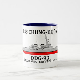 Caneca De Café Em Dois Tons USS Chung-Hoon, DDG-93, datas personalizáveis serv