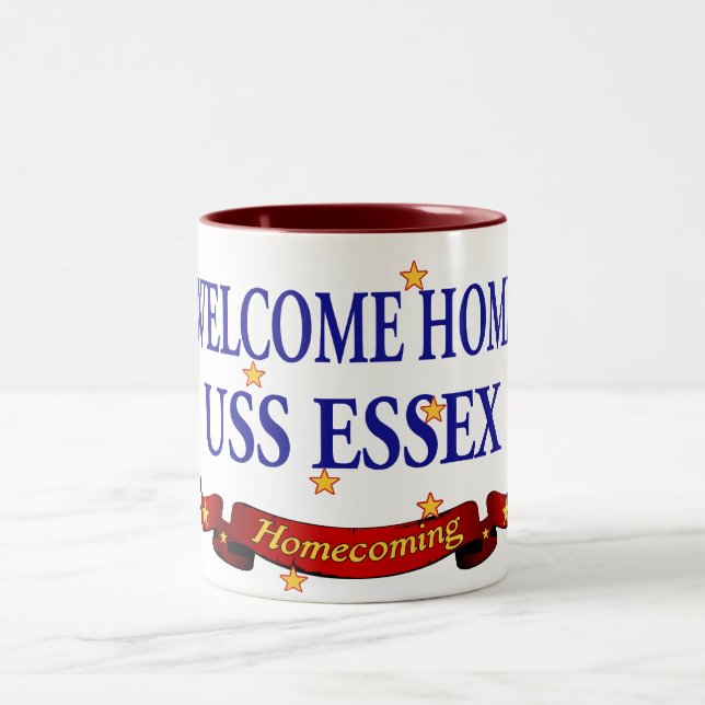Caneca De Café Em Dois Tons USS Essex Home bem-vindo (Centro)