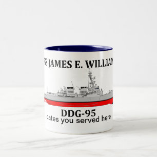 Caneca De Café Em Dois Tons USS James E Williams, DDG-95, datas personalizávei