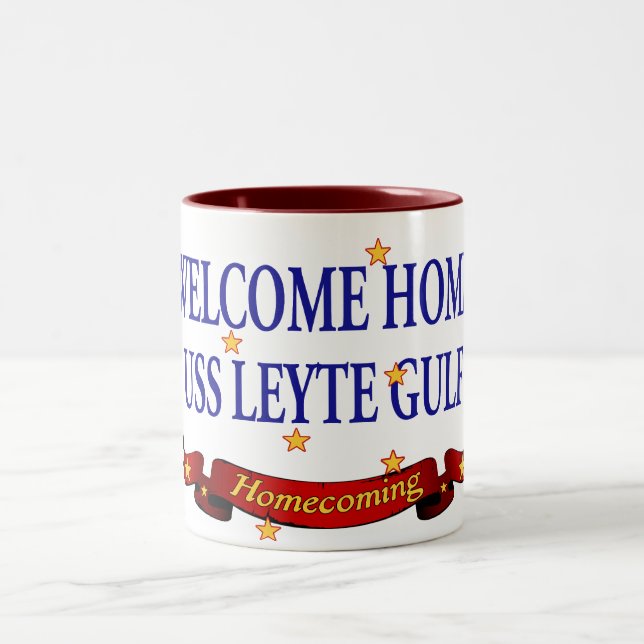 Caneca De Café Em Dois Tons USS Leyte Gulf Home bem-vindo (Centro)