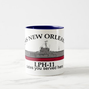 Caneca De Café Em Dois Tons USS new Orleans, LPH-11, datas personalizáveis ser
