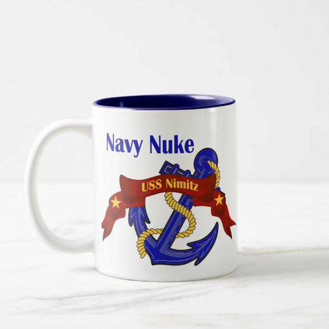 Caneca De Café Em Dois Tons ~ USS Nimitz das armas nucleares do marinho (Esquerda)