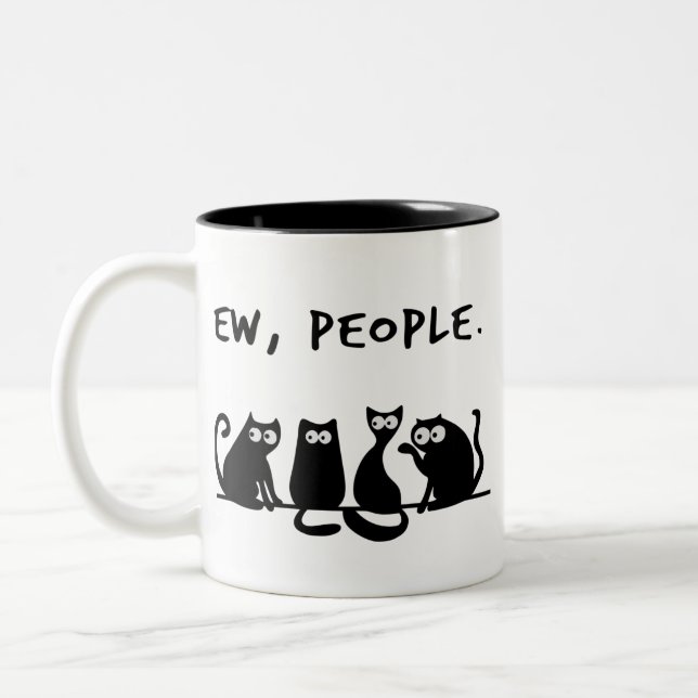 Caneca De Café Em Dois Tons Uw Pessoas Engraçadas Gatos Pretos (Esquerda)