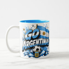 Caneca De Café Em Dois Tons Vá Argentina Design de Futebol | Argentina