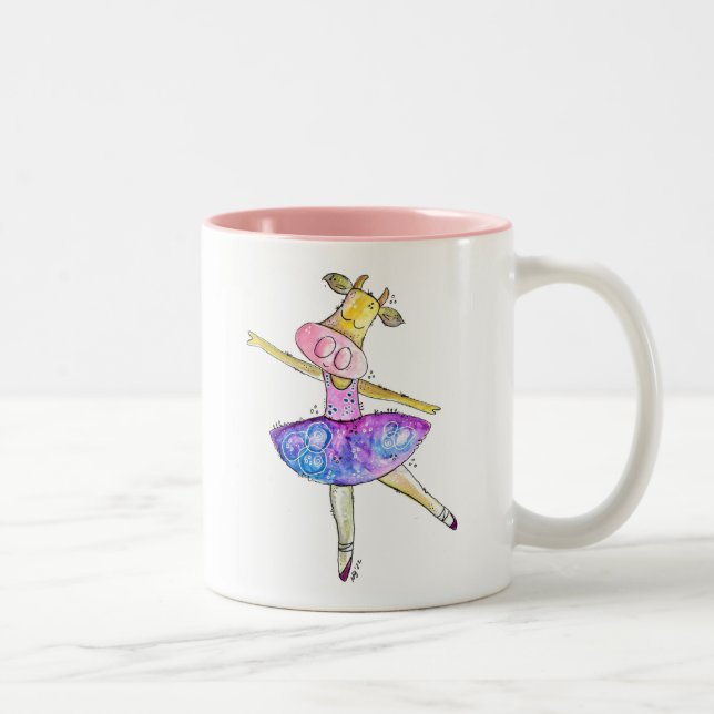 Caneca De Café Em Dois Tons Vaca Ballerina Branca (Direita)