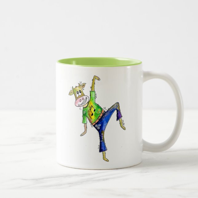 Caneca De Café Em Dois Tons Vaca branca dançante (Direita)
