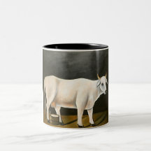 Vaca branca num fundo preto (animal Fazenda)