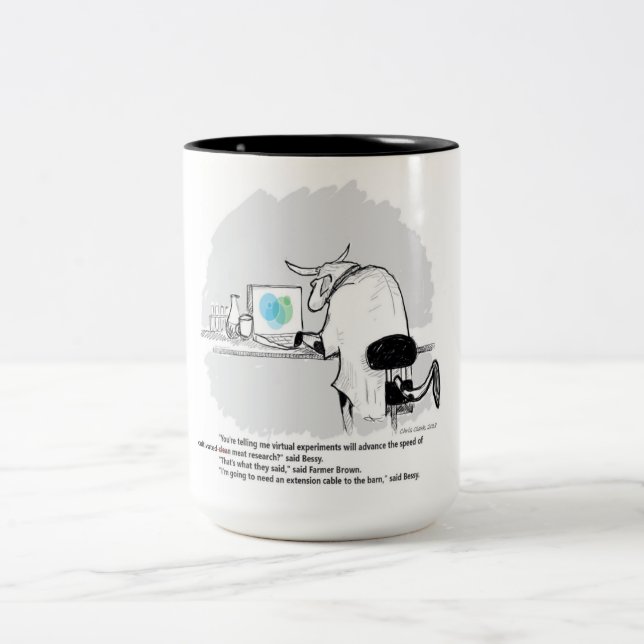 Caneca De Café Em Dois Tons Vaca Científica Salva a Humanidade (Centro)