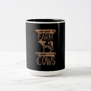 Caneca De Café Em Dois Tons Vaca De Animais Bonitos Presente De Vaca Engraça