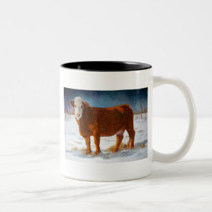 CANECA DE CAFÉ EM DOIS TONS VACA DE CARNE DE HEREFORD: ARTE PASTEL