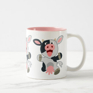 Caneca De Café Em Dois Tons Vaca de Cartoon Bonita e Cheia
