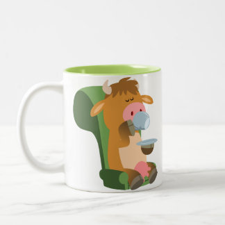 Caneca De Café Em Dois Tons Vaca de cartoon bonita e uma lata de Cuppa legal