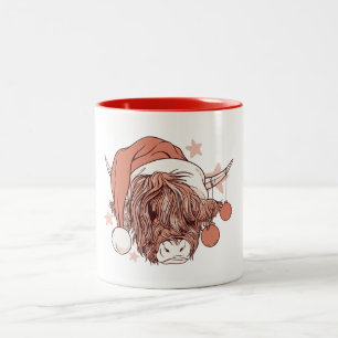 Caneca De Café Em Dois Tons Vaca de Natal das Terras Altas - Vida na Fazenda d