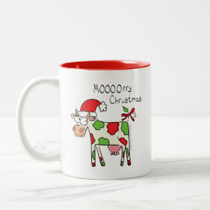 Caneca De Café Em Dois Tons Vaca engraçada desenho animado Natal feriado