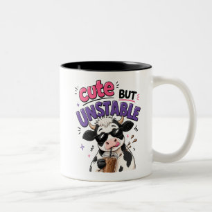 Caneca De Café Em Dois Tons Vaca fofa mas instável com café com gelo