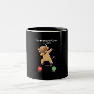 Caneca De Café Em Dois Tons Vaca Highland escocesa está chamando