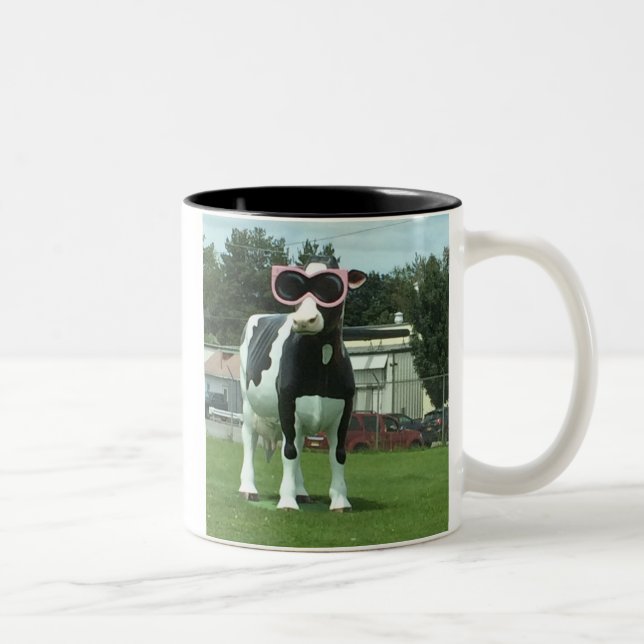 Caneca De Café Em Dois Tons vaca legal 1 (Direita)