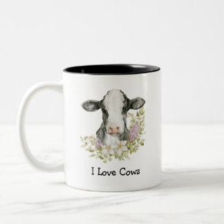Caneca De Café Em Dois Tons Vaca Negra Floral Cuta, Café De Duas Toneladas