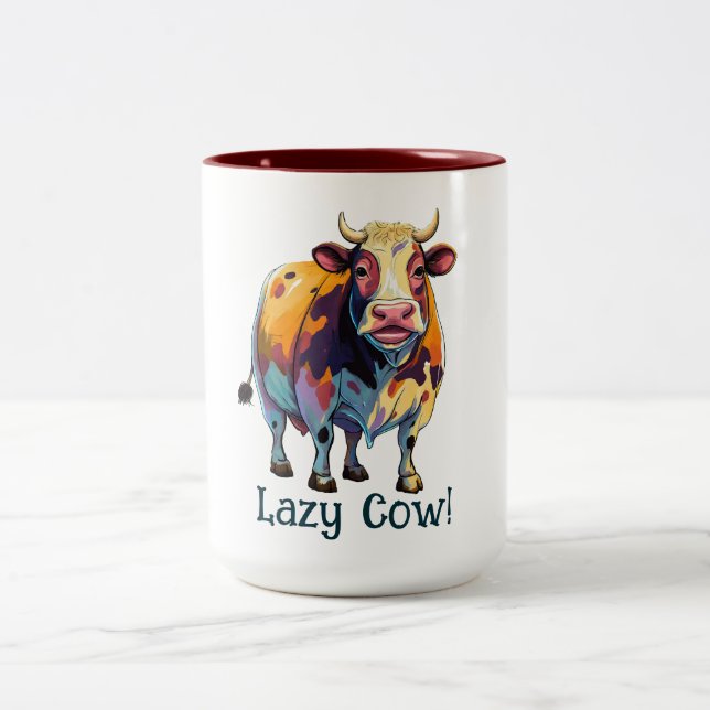 Caneca De Café Em Dois Tons Vaca preguiçosa (Centro)