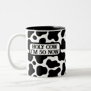 Caneca De Café Em Dois Tons Vaca Sagrada Engraçado Preto Branco 50º Aniversári