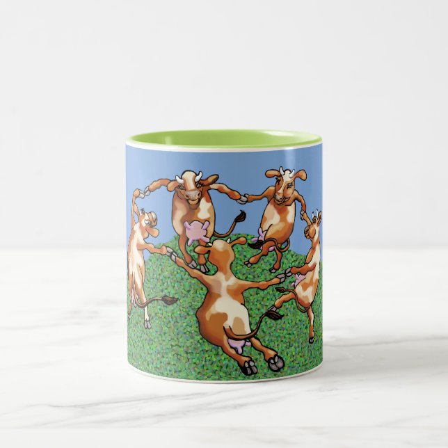 Caneca De Café Em Dois Tons Vacas dançantes de Mootisse (Centro)