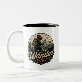 Caneca De Café Em Dois Tons Vague Freqüentemente Urso de Caminhada Vintage Mon