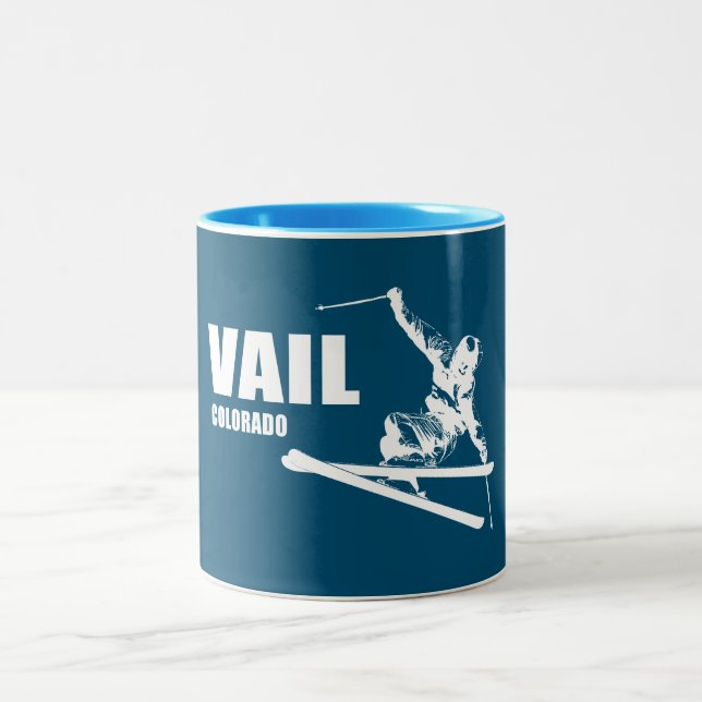 Caneca De Café Em Dois Tons Vail Colorado Skier (Centro)
