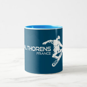 Caneca De Café Em Dois Tons Val Thorens France Snowboarder