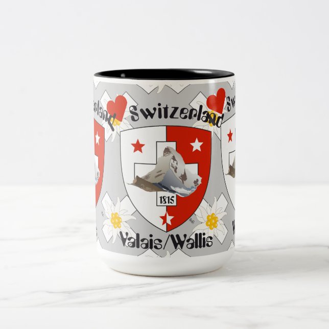 Caneca De Café Em Dois Tons Valais, Wallis/Suisse/Suíça taça (Centro)