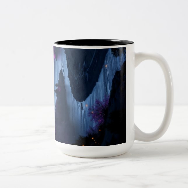 Caneca De Café Em Dois Tons vale de montanha no crepúsculo (Direita)