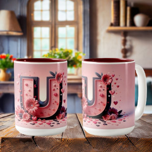 Caneca De Café Em Dois Tons Valentine Day 3D A to Z Alphabet Coffee Mug
