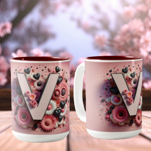 Caneca De Café Em Dois Tons Valentine Day 3D A to Z Alphabet Coffee Mug