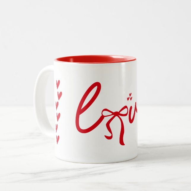 Caneca De Café Em Dois Tons Valentine Hearts  (Frente Esquerda)
