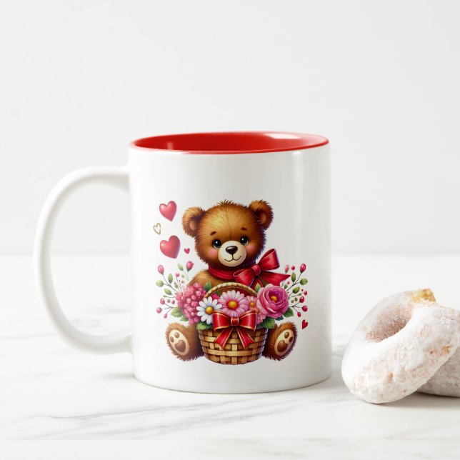 Caneca De Café Em Dois Tons Valentine Hearts  (Com Donut)