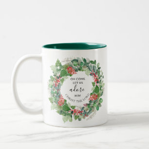 Caneca De Café Em Dois Tons Vamos Adorá-Lo Natal Cristão