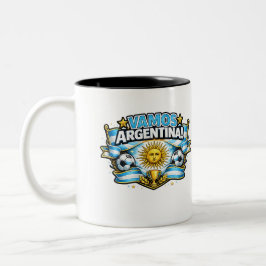 Caneca De Café Em Dois Tons Vamos Argentina Design de Futebol Patriótico | Arg