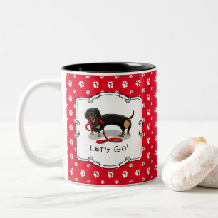 Caneca De Café Em Dois Tons Vamos! Cachorro (preto e bronzeado) Engraçado