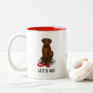 Caneca De Café Em Dois Tons Vamos! Cão Retriever de Capa Lisa (fígado)