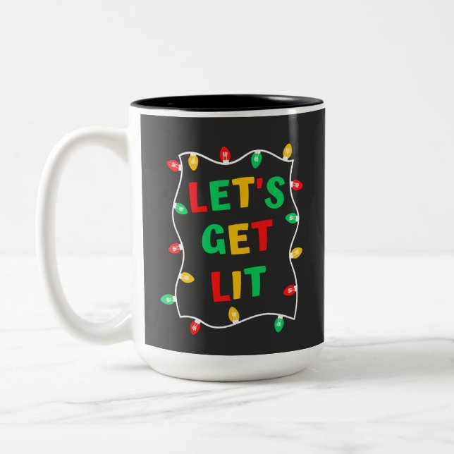 Caneca De Café Em Dois Tons Vamos Engraçado Fica No Natal (Esquerda)