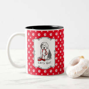 Caneca De Café Em Dois Tons Vamos Engraçado! Sheepdog Inglês (Cinza 1)