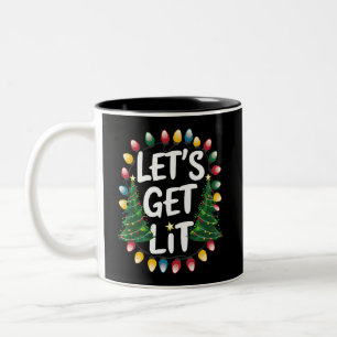 Caneca De Café Em Dois Tons Vamos Ficar Bêbados Camiseta Engraçada De Natal Lu
