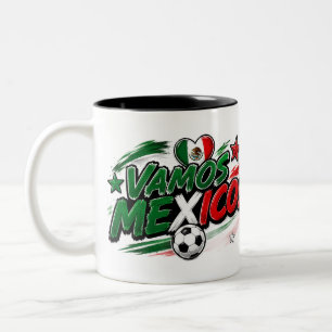 Caneca De Café Em Dois Tons VAMOS MÉXICO! Fã Orgulho Mexicano Futebol