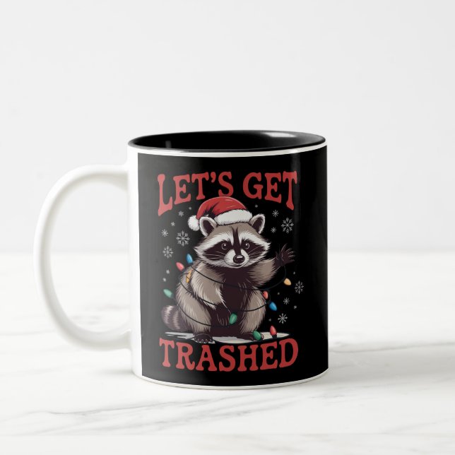 Caneca De Café Em Dois Tons Vamos nos Embriagar Mapache Feral Navideño Meme (Esquerda)