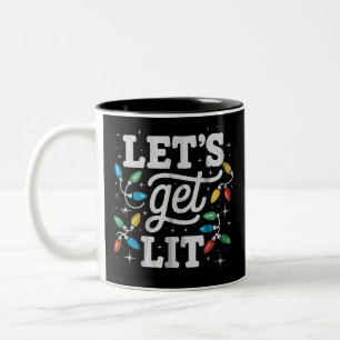 Caneca De Café Em Dois Tons Vamos nos Iluminar Bebendo Chapéu de Papai Noel Lu