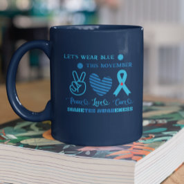 Caneca De Café Em Dois Tons Vamos Vestir Azul Esta Consciência Novembro-Diabet