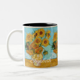 Caneca De Café Em Dois Tons Van Gogh Sunflowers Yellow Flowers Floral