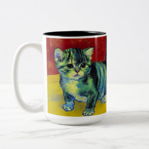 Caneca De Café Em Dois Tons Van Gogh Tabby Cat